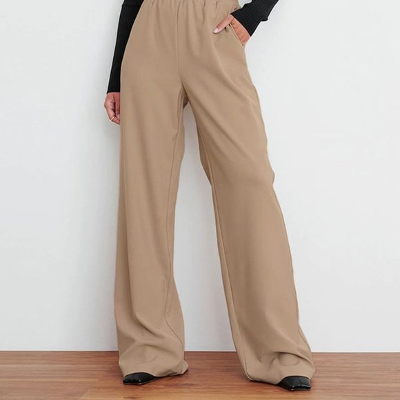 Commense Pants - Let's Get Cozy Wide Leg Pants high waist Khaki